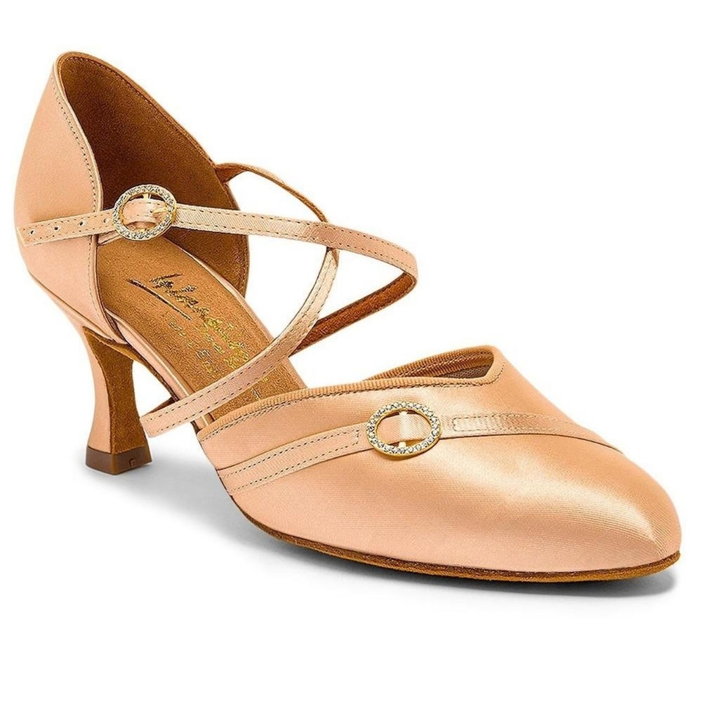 'American Klass Peach Satin' American smooth shoes from InternationalDanceShoes